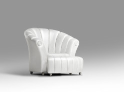 Divani Casa Seashell White Lounge Chair w/ Ottoman