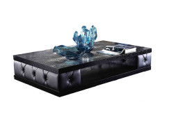 A&X Cecily Transitional Black Leatherette w/ Crystals Coffee Table