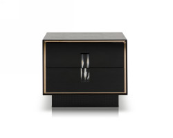 A&X Bellagio - Modern Black Crocodile Lacquer Nightstand