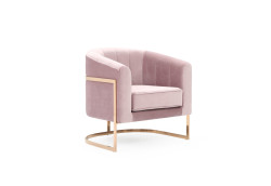 Modrest Trask Modern Pink Velvet & Rosegold Accent Chair