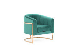 Modrest Trask Modern Green Velvet & Rosegold Accent Chair