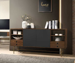 Modrest Bronson Mid-Century Modern Walnut & Grey Buffet