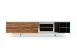 Modrest Aegean Modern Walnut and Teal TV Stand