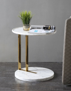 Modrest Aries - Contemporary White Marble & Gold End Table