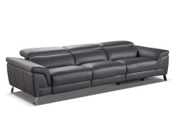 Accenti Italia Azur Italian Modern Grey Leather Sofa w/ 2 Recliners
