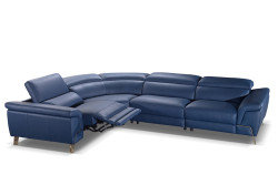Accenti Italia Azur - Italian Modern Blue Leather Sectional Sofa with Recliner
