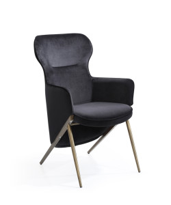 Modrest Coreen Modern Black Velvet Accent Chair