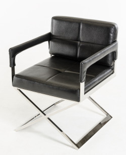 Modrest Kubrick Black Bonded Leather Accent Chair