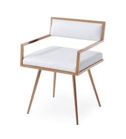 Modrest Rosario Modern White & Rosegold Dining Chair