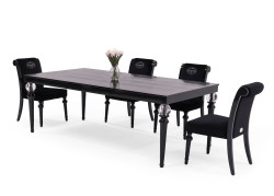 A&X Baccarat - Transitional Black Crocodile Lacquer & Crystal Dining Table