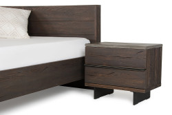 Modrest Selma Modern Dark Aged Oak & Concrete Nightstand