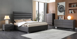 Modrest Lucy Modern Grey Leatherette Bed