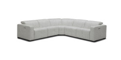 Divani Casa Beck- Contemporary White Fabric Sectional Sofa with 3 Recliners