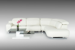 Divani Casa Benson Modern White Leatherette Sectional Sofa