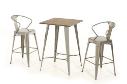Modrest Benz Modern Steel & Wood Bar Table