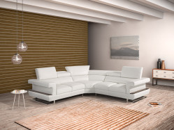 Estro Bolero Modern White Italian Leather Sectional Sofa