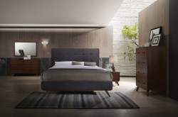 Modrest Addison Mid-Century Modern Grey & Walnut Bedroom Set