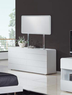 Modrest Bristol - Contemporary White Dresser and Mirror