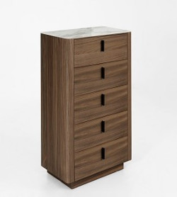 Modrest Chelton- Contemporary Walnut and White Ceramic Chest