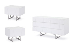Modrest Chrysler White Dresser and Two Nightstands 