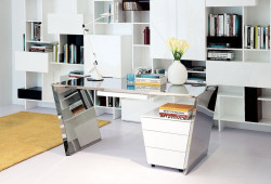 Modrest Clif - Modern Chrome Office Desk & Cabinet