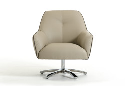 Divani Casa Clover Modern Light Grey and Dark Grey Eco-Leather Lounge Chair
