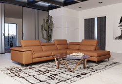 Coronelli Collezioni Viola - Italian Contemporary Cognac Leather Right Facing Sectional Sofa