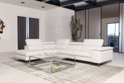 Coronelli Collezioni Viola - Italian Contemporary White Leather Left Facing Sectional Sofa