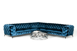 Divani Casa Delilah - Modern Blue Fabric Sectional Sofa