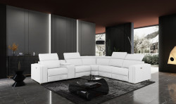 Divani Casa Delmont - Modern White Sectional Sofa + Recliners