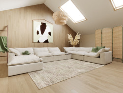 Divani Casa Garman - Modern Light Grey U Shaped Sectional Sofa with Console Table