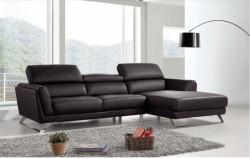 Divani Casa Doss - Modern Black Eco-Leather Right Facing Sectional Sofa