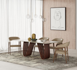Modrest Granston - MId-Century Marble and Walnut Dining Table