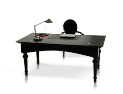 A&X Ambassador - Transitional Black Crocodile Lacquer Office Desk