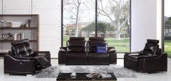 Divani Casa Abelia Modern Brown Italian Leather Sofa Set w/Recliners