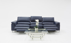 Divani Casa Maine Modern Blue Eco-Leather Sofa w/ Electric Recliners
