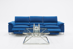 Divani Casa Maine Modern Blue Fabric Sofa w/ Electric Recliners