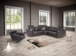 Estro Salotti Ethan - Modern Black Leather Sectional Sofa