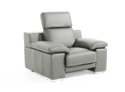 Estro Salotti Evergreen Modern Stone Grey Italian Leather Chair