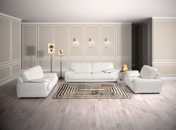 Estro Salotti Evita Modern White Italian Leather Sofa Set