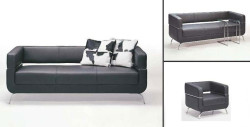 F51 Contemporary Black Leather Sofa Set