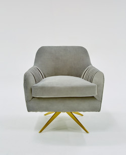 Divani Casa Abigail Modern Grey Velvet Swivel Accent Chair