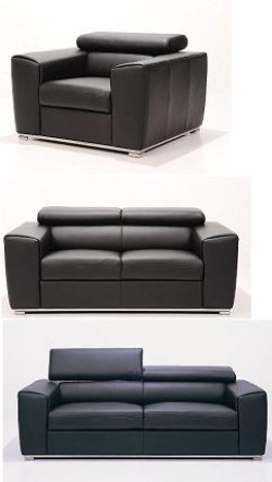 F57 Modern Black Leather Sofa Set