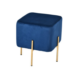 Modrest Daphne Modern Blue Velvet & Gold Ottoman