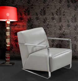 Divani Casa Bison - Modern Grey Leather Lounge Chair