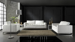Manhattan Modern White Leather Loveseat