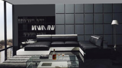 YIL T66 Ultra Modern Black With White Leather Sectional Sofa 
