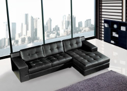 Divani Casa Jade Modern Black Leather Sectional Sofa