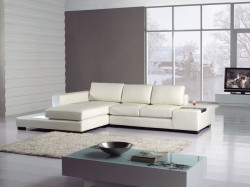 Divani Casa T35-Mini White Eco-Leather Sectional with Light