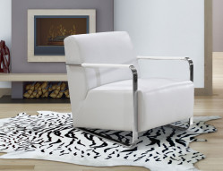 Divani Casa Bison - Modern White Leather Lounge Chair